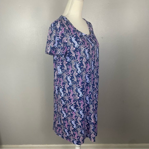 Lilly Pulitzer Blue Cat Short Sleeve Dress Size Large - Picture 8 of 9
